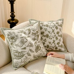 Cross-border Nordic ins chenille jacquard velvet pillow, fresh floral cushion, living room sofa cushion cover