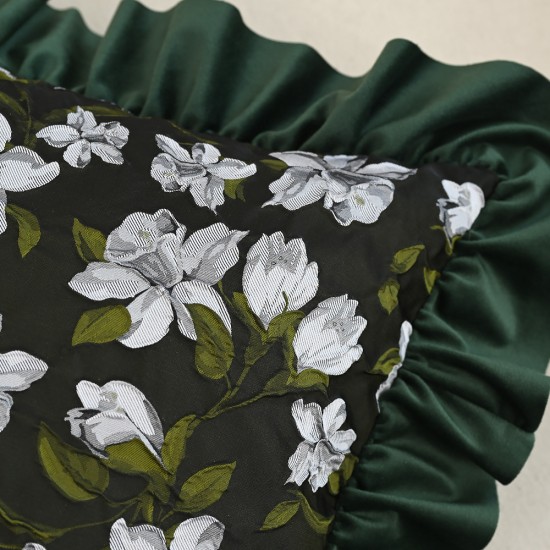 Nordic luxurious lace throw pillows, INSIZE cotton and linen floral sofa cushion covers, classic and elegant 3D embroidery