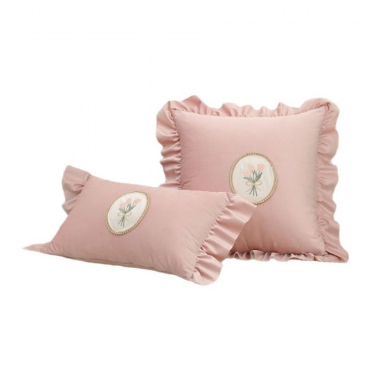 Cross-border Nordic ins retro tulip bouquet ruffled skirt pillow Home Decor: Sofa, Living Room, Bed