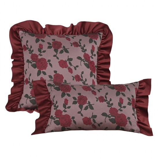 Cross-border Nordic ins gray embossed flower pillowcase (not including pillow core), light luxury jacquard pillow with lace on both sides