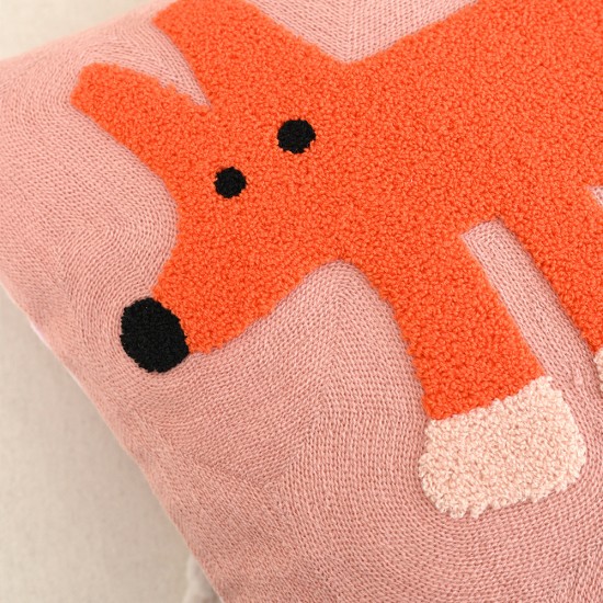 Nordic ins animal embroidery living room sofa cushion, cute model room headboard backrest pillow cover