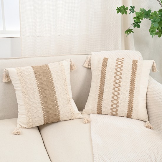 French Butterfly Mesh Lace Pillows, Champagne Sofa Cushions, Cotton and Linen European-style Cushion Covers