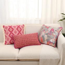 Rose red jacquard girlish style sofa pillow, Nordic ins cream-style pillow cover, bedroom and B&B cushion