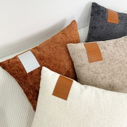 Nordic ins chenille leather label solid color pillowcase for B&B and hotel rooms, living room sofa and bed cushions.