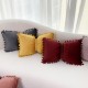 Ins solid velvet pompom bow pillow, sweet girlish pillow cover, dual-use sofa cushion