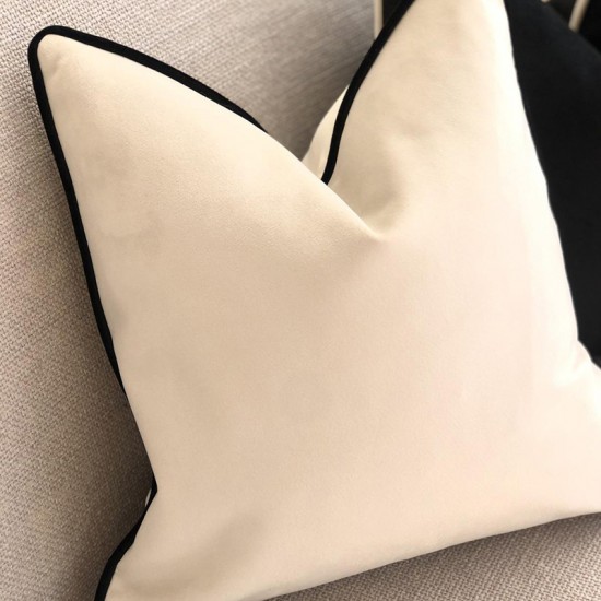 Amazon's best-selling black and white velvet pillow covers, simple Dutch velvet with rope-trimmed ins solid color cushion backrests