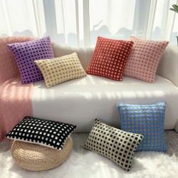 Nordic ins style 3D checkerboard lambskin cushions for living room sofas and offices, lumbar support pillow covers