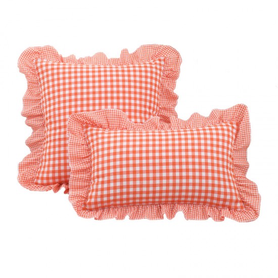 French plaid ruffled pillows, ins style, fresh modern square pillows, lumbar pillows, and sofa and bedroom backrests