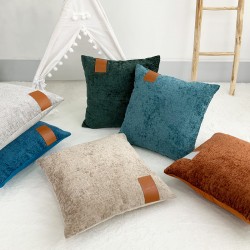 Nordic ins chenille leather label solid color pillowcase for B&B and hotel rooms, living room sofa and bed cushions.