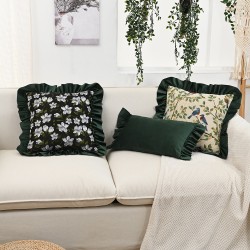 Nordic luxurious lace throw pillows, INSIZE cotton and linen floral sofa cushion covers, classic and elegant 3D embroidery