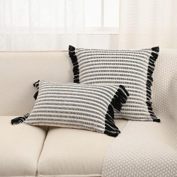 Bohemian pastoral retro, handmade tassel pillows with core, cotton and linen for living room sofas, model room cushions