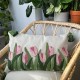 Nordic Instagram Chenille Leather Label Solid Color Pillowcase, B&B Hotel Cushion Cover, Living Room Sofa Bed and Bed Cushion