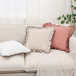 Ins style pure cotton ruffled decorative pillow covers, princess-style Korean large lace square cushions