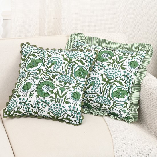 Cross-border Nordic ins printed ruffle skirt pillowcase Retro pastoral pillow covers for living room sofas