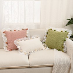 Nordic living room sofa pillowcase, small daisy flower, bay window cartoon girl pillow, bedside cushion