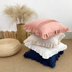 Cross-border Nordic ins rose jacquard Dutch velvet ruffled skirt pillow, American retro sofa decorative pillowcase