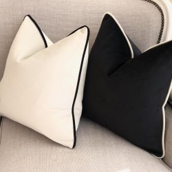 Amazon's best-selling black and white velvet pillow covers, simple Dutch velvet with rope-trimmed ins solid color cushion backrests