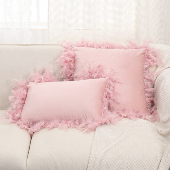 INS bow ribbon pillow, lumbar support, Dutch velvet, breathable and comfortable pillow, cute pink for girls.