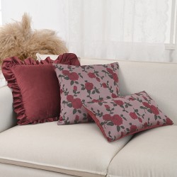 Cross border Nordic ins gray embossed flower pillowcase (not including pillow core)  light luxury jacquard pillow with lace on both sides Cross border Nordic ins gray embossed flower pillowcase (not including pillow core)  light luxury jacquard pillow with lace on both sides