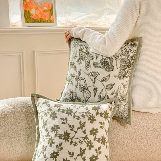 Cross-border Nordic ins chenille jacquard velvet pillow, fresh floral cushion, living room sofa cushion cover