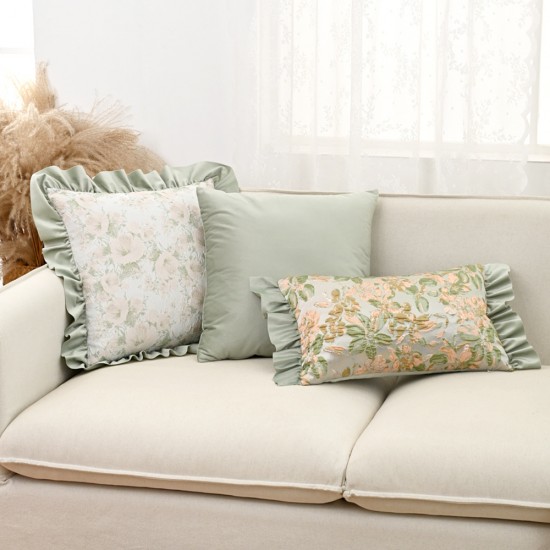 Cross-border ins American pastoral embroidery pillowcase, lumbar support for living room sofa, retro solid color cushion cover