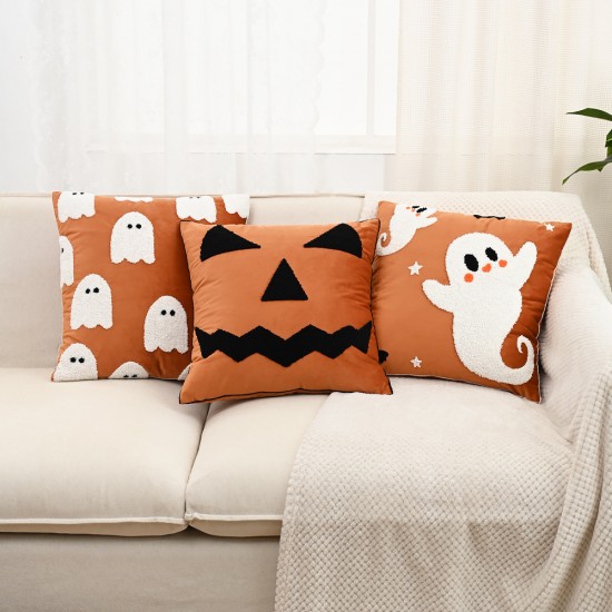 Cross-border Halloween ghost embroidered pillows, home holiday decoration sofa cushions, living room plush creative cushions