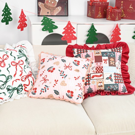 Cross-border Nordic Instagram 3D bow towel embroidered pillowcases, girly sofa, bedroom and living room decorative pillowcases