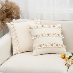 Bohemian vintage handmade tassel pillowcases, living room sofa lumbar support pillows, bed cushions, office lumbar support pillows