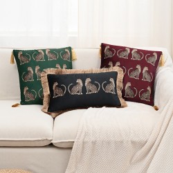 Nordic light luxury animal print leopard gold Colorful tassel lace living room decorative pillowcases, sofa cushions; medieval-style butterfly embroidered sofa pillowcases, model room decorative pillows, light luxury round living room cushions; Amazon cro