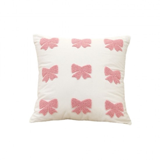 Cross-border ins Nordic embroidered bow and flower sofa pillows, tufted girly heart cushions for home decor
