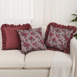 Cross-border Nordic ins gray embossed flower pillowcase (not including pillow core), light luxury jacquard pillow with lace on both sides