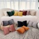 Ins solid velvet pompom bow pillow, sweet girlish pillow cover, dual-use sofa cushion