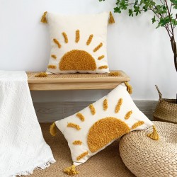 Nordic colorful cotton and linen bubble quilted pillow covers for sofa decorations, solid color cushion covers.