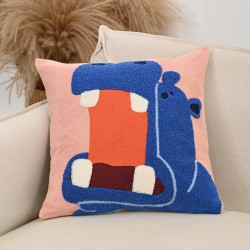 Nordic ins animal embroidery living room sofa cushion  cute model room headboard backrest pillow cover Nordic ins animal embroidery living room sofa cushion  cute model room headboard backrest pillow cover