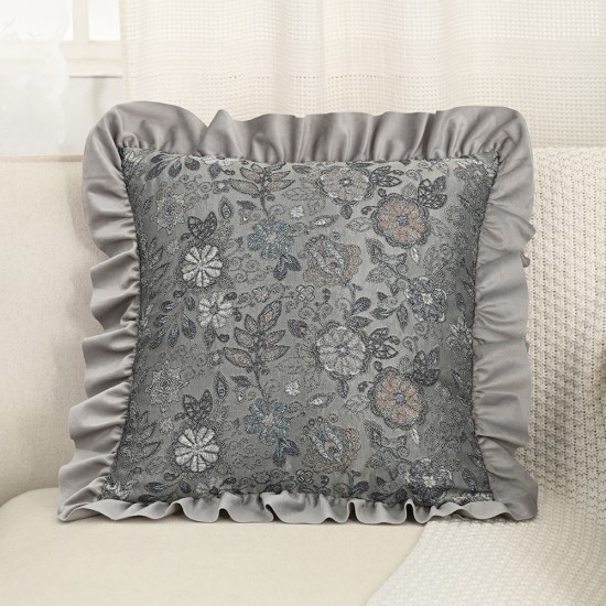 Cross-border Nordic ins ribbon flower ruffled skirt pillowcases, French-style lumbar pillows for sofas and bedrooms.