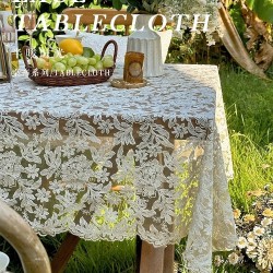 Cross-border French pastoral ins-style lace rectangular tablecloth, retro palace-style coffee table and tablecloth dust cover