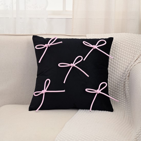 Black and white bow wabi-sabi modern minimalist luxury pillow, influencer homestay bedroom cushion, bay window sofa cushion cover