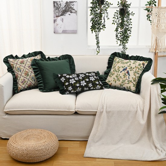 Nordic luxurious lace throw pillows, INSIZE cotton and linen floral sofa cushion covers, classic and elegant 3D embroidery