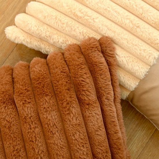 Cross-border Amazon ins faux rabbit fur solid color drawstring plush pillowcase, single-sided cushion, lumbar pillow.