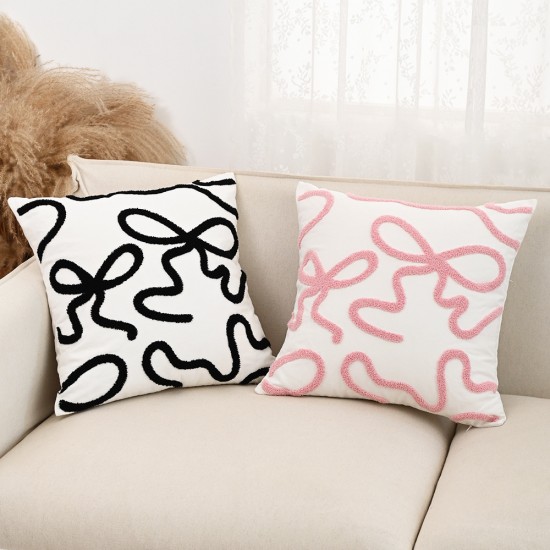 Cross-border Nordic INs cotton and linen flat embroidered Christmas tree, elk, and flower wreath pillowcases for sofa home decor