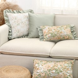 Cross-border ins American pastoral embroidery pillowcase, lumbar support for living room sofa, retro solid color cushion cover