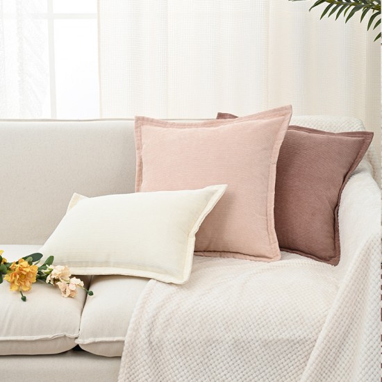 Nordic ins simple corduroy sofa living room cushions, cream-colored cushions for model room bedside pillow covers