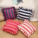 Cross-border ins Korean striped Dutch velvet ruffled skirt pillow, home fabric American sofa decorative pillow cover