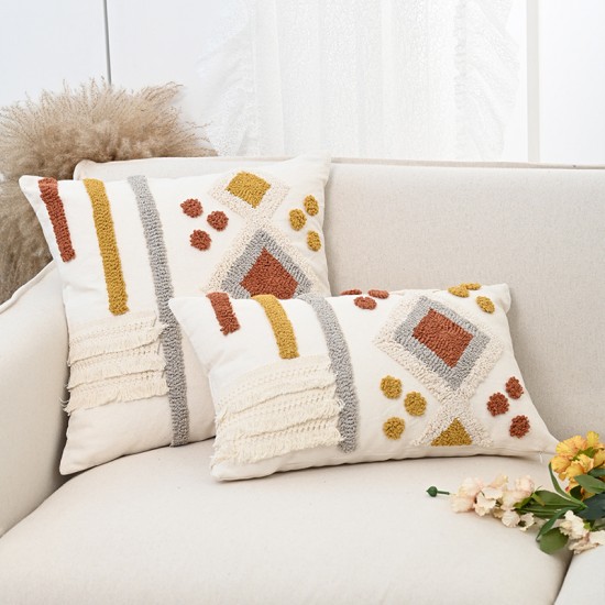 Modern minimalist throw pillow, light luxury high-end cushion, vintage throw pillow, black and white neo-Chinese pillowcase, fabric headboard lumbar pillow.