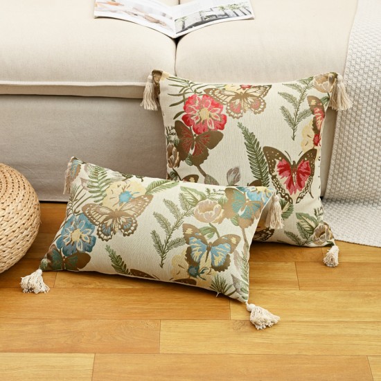 Sandwashed cotton wrinkled throw pillows, simple INs modern square lumbar pillows, European-style sofa and bedroom backrest cushions