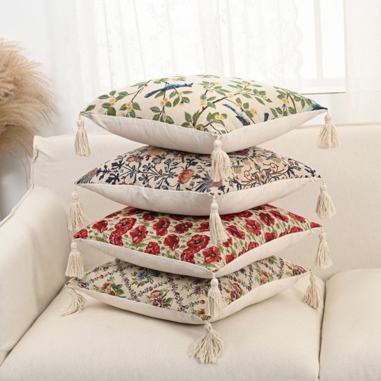 European cotton and linen jacquard sofa cushion, living room lumbar pillow, American headboard cushion cover, large core pillow