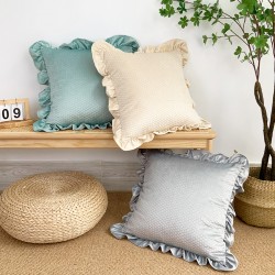 Nordic colorful cotton and linen bubble quilted pillow covers for sofa decorations, solid color cushion covers.