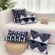 Home pillow sets with polyester-cotton yarn-dyed velvet, pompoms, and tie-stitching, PU leather, and tassel tassels for living rooms.
