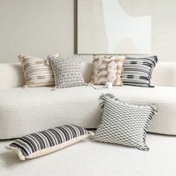 Nordic cotton and linen bohemian pillow, sofa, ins cream jacquard cushion cover, bedroom and homestay cushion