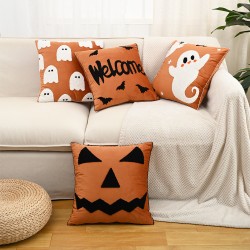 Cross-border Halloween ghost embroidered pillows, home holiday decoration sofa cushions, living room plush creative cushions